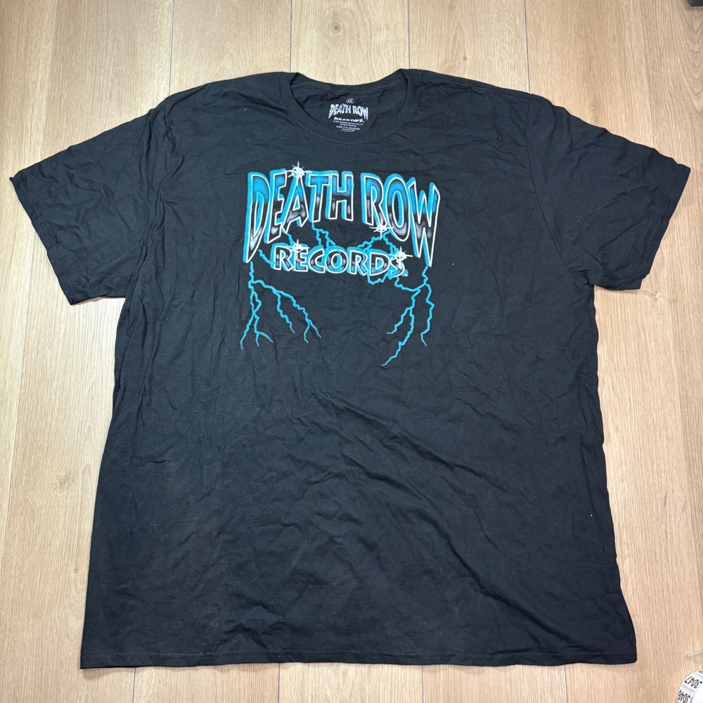 Death Row Records Mens 4X T-Shirt Black Blue Lightning Graphic Hip Hop Tee Rap
